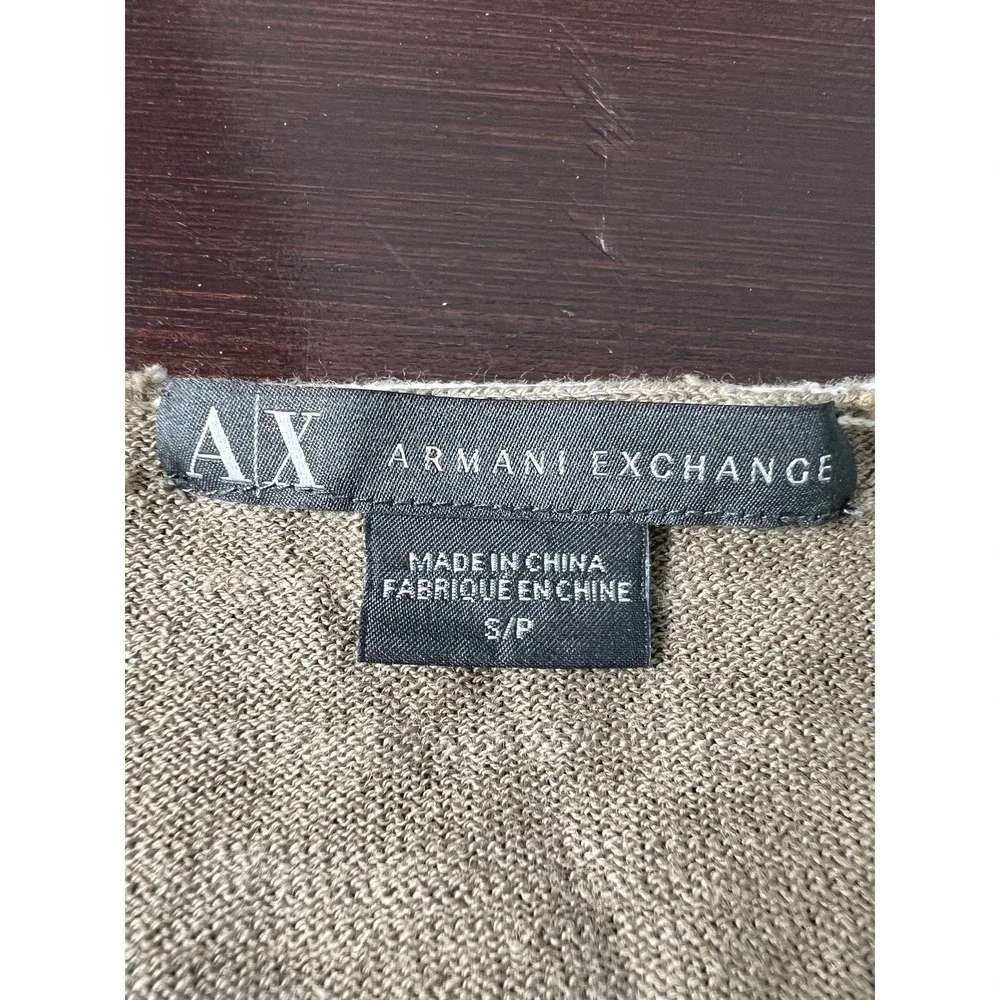 Armani Exchange Cardigan Women S Brown Slub Knit‎ V-Neck Lightweight Pockets AX